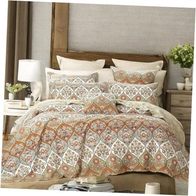  Juego de Colcha Bohemia - Coral Floral Cachemira Otoño Jardín Fiesta Reina Rosa Foto 1 de 4