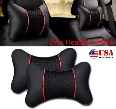2 piezas para asiento de coche almohadas de cuero PU reposacabezas reposacabezas reposacabezas soporte cojín EE. UU. Foto 1 de 4