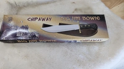 Chipaway Cutlery Frontier Cherokee Trail Bowie Knife Wood Handle Gold Handguard - Image 1 of 4