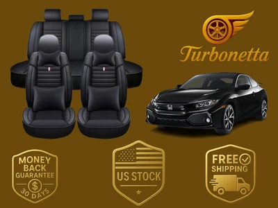 Juego completo de fundas de asiento de coche de 5 asientos delanteros traseros de cuero ajuste premium para todos Honda Foto 1 de 4