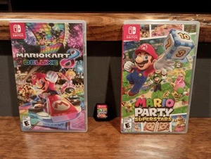 Nintendo Switch ~ 3 Game Lot / Mario Kart 8 / 1-2 Switch (Cart) / Mario Party - Picture 1 of 7