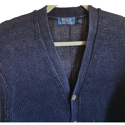 Polo Ralph Lauren Para Hombre Cárdigan de Lino Índigo Parche Suéter Tejido L Botón NUEVO Foto 1 de 4