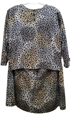 Conjunto de 2 PIEZAS Vestido Estampado de Leopardo Cintura Elástica Falda Elástica - Top L P Falda M * Foto 1 de 4