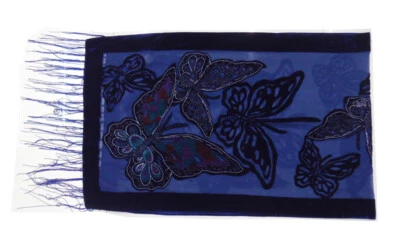 Hermosa Bufanda de Seda Terciopelo Mariposa Mujeres Mantón Primavera Invierno Boda Pashmina Foto 1 de 4
