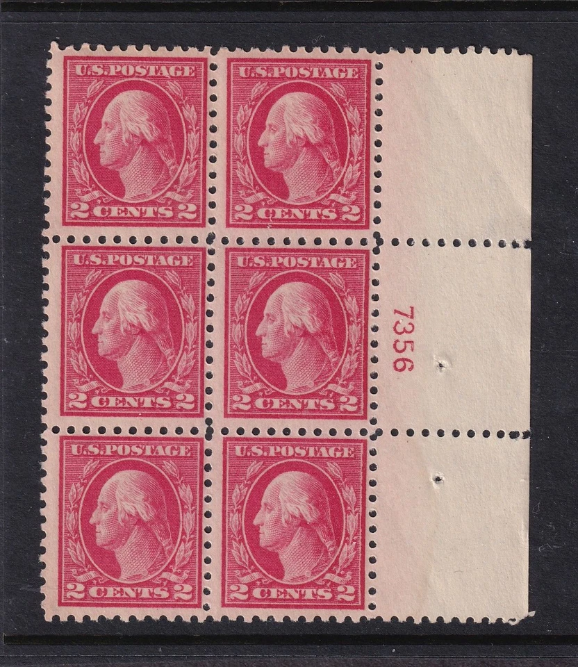 1914 Washington 2c Sc 425 MNH with nice full original gum, plate block of 6 (AC - Image 1 of 1