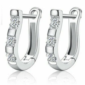Damen versilbert Mädchen Schmuck Edelstein Ohrstecker Schlaf Creolen - Bild 1 von 5