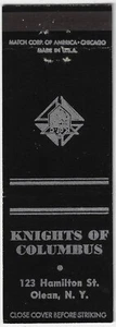 Knights of Columbus Olean NY Empty Matchcover - Picture 1 of 3