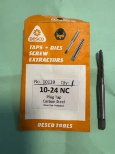 10-24 NC Bottom Hand Tap DESCO Model 10139 RH Carbon Steel 10/24 4 Flute - Picture 1 of 3