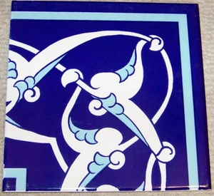 Iznik Floral 8"x8" Türkisch Osmanisch Blau & Weiß Keramikfliese GRENZE ECKE - Bild 1 von 2