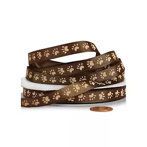 Brown Narrow Paw Print Grosgrain Ribbon - 3/8in. x 25 Yds (pm5819355) - Picture 1 of 1
