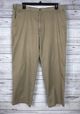 George Men's Khaki Flat Front Cotton Blend Stretch Chino Pants Size 40x32 - Image 1 of 4