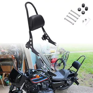 Black Passenger Sissy Bar Backrest For Harley Sportster 1200 XR1200X 2010-2012 - Foto 1 di 12