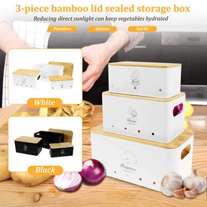 3Pcs Onion Garlic Potato Storage Box Set Carbon Steel Multipurpose Potato-·(C - Picture 1 of 14