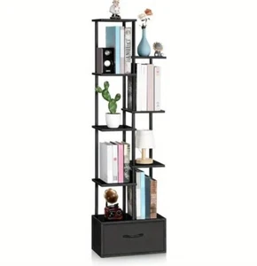 7 Tier Plant Stand - Bookshelf with Fabric Drawer - 53'' Tall Narrow Bookcase wi - Picture 1 of 6