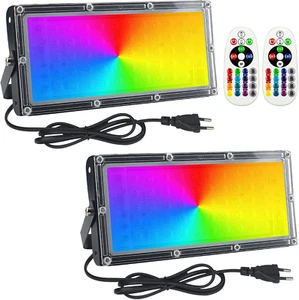 RGB Faretto Led Da Esterno 50W, 2Pcs IP65 Faretto LED Cambio Colore RGB Modalità - Foto 1 di 12
