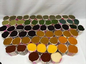 LOT 60 Readicut Wool Blend Pre-Cut Latch Hook Rug Wall Yarn ~ Greens Gold Black - Picture 1 of 7