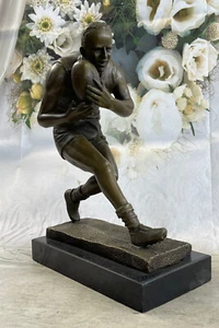 Athletic Bronze Sculpture Rugby Player Made by Lost Wax Method Large Statue - Picture 1 of 7