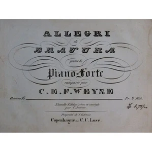 Weyse Christoph Ernst Friedrich Allegri di Bravura Op 16 Piano Ca1830 - Picture 1 of 5