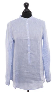 Sophie Women's Blouse 40 Blue Light Long Sleeve Collar Regular 100% Canvas New - Picture 1 of 6