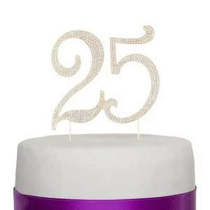 25 topper de pastel de oro 25 aniversario (dorado) - Imagen 1 de 5