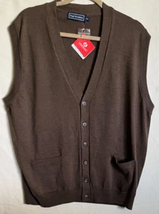 NUEVO CON ETIQUETAS Paul Fredrick Marrón Lana Merino 6 Botones Chaleco Suéter, XXL - Imagen 1 de 6