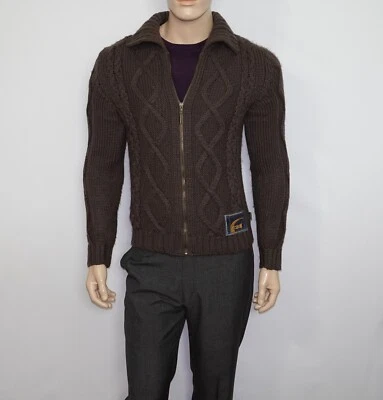 Just CAVALLI Long Sleeve Cardigan in BROWN Size 38 Merino Wool Blend ITALY - Image 1 of 4