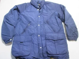Chaqueta acolchada de lana dorada para hombre talla 42 azul marino plumón de ganso ropa exterior aislada - Imagen 1 de 7