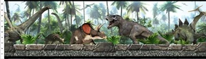In The Beginning Jurassic 3JUR 1 Dinosaur Stripe Cotton Fabric - Picture 1 of 1