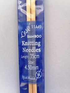 KNITTING NEEDLES - Bamboo - 4.5mm (US7, UK7), 35cm long - Lesür brand - New - Picture 1 of 2
