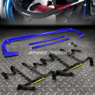 BLUE 49"STAINLESS STEEL CHASSIS HARNESS BAR+BLACK 4-PT STRAP BUCKLE SEAT BELT