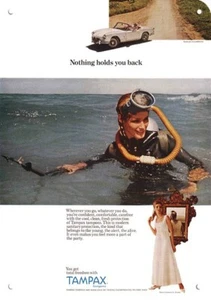 1966 TAMPAX TAMPON Woman Pin-Up Scuba Dive Snorkel DECORATIVE REPLICA METAL SIGN - Picture 1 of 1