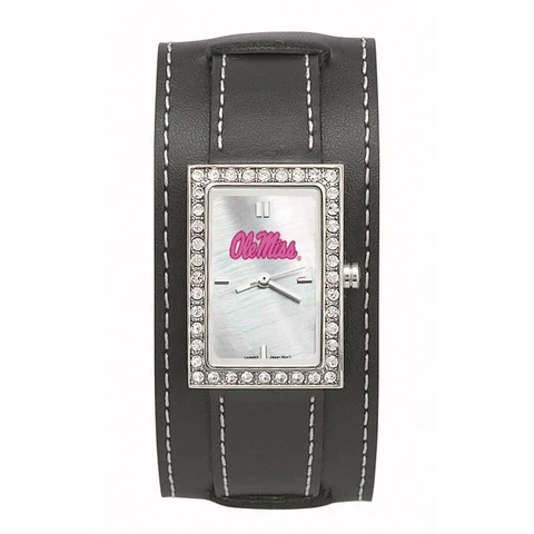 Univ Of Miss Ole Miss Starlette WIDE BLK Lea Watch Cover
