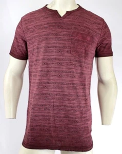MBX Denim Wear Casual Crew V Neck Tribal Pattern Pocket Shirt - Red - SMALL - Imagen 1 de 4
