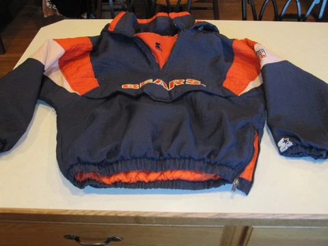 Vintage Chicago Bears Starter Jacket Medium 1/4 Zip Pullover Puffer NFL Coat Cover
