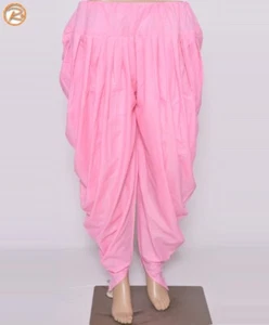 Indian Punjabi Solid Dhoti Salwar Stylish Casual Tulip Pants Dhoti Pants in Pink - Picture 1 of 3