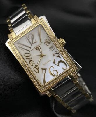 Swiss Legend Bella 钻石珠光日期表盘银色金色坦克时尚手表 — 第 1/4 张图片