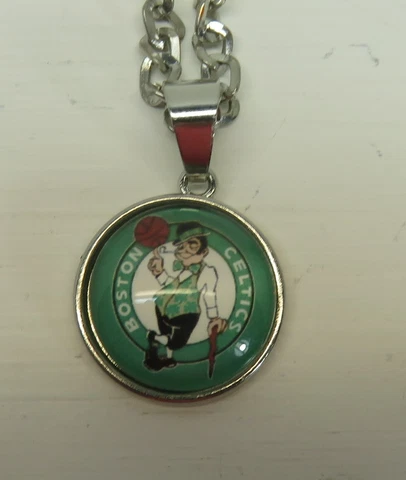 BOSTON CELTICS Stainless Steel Chain 3/4" Pendant Necklace - NBA Basketball Cover