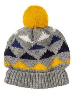GYMBOREE JUNIOR STUNT DOUBLE GRAY ARGYLE POM POM SWEATER HAT 5 6 NWT - Picture 1 of 1