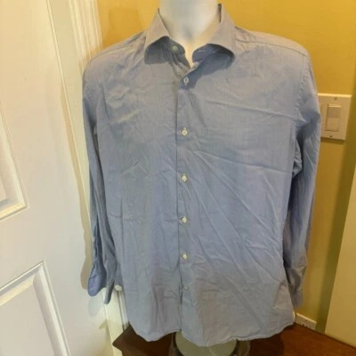 Hackett Shirt Mens XL 15.5 39 Mayfair LS Striped Shirt Italy Blue Stretch - Image 1 of 4
