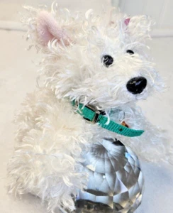 Ganz Webkinz White Terrier Puppy Dog Curly Hair Pink Bow No Code Plush - Picture 1 of 5