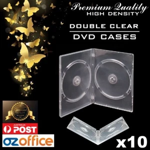 PREMIUM 10 x Double Clear DVD Case DVD Covers w/ Clear Outer Wrap 14mm Spine - Picture 1 of 2