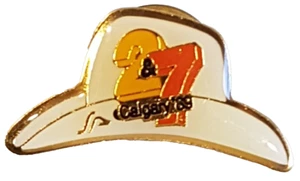 Vintage 1989 Calgary Television 2&7 White Cowboy Hat Souvenir Lapel Pin - Bild 1 von 3