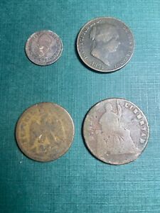 Historic 4 Piece Spanish Colonial And Mexican Set With 1773 1/2 Real