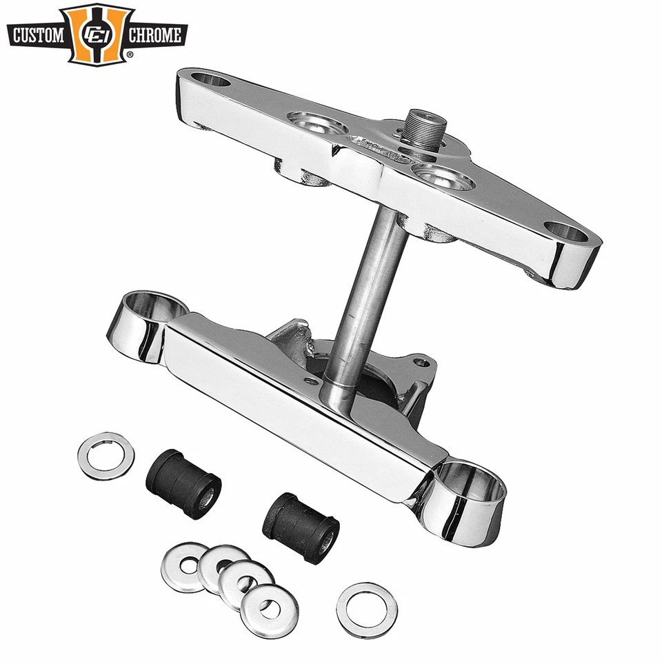 Chrome Smooth Billet Triple Tree Set Fit Harley 4-speed Big Twin Softail 49-99 - Image 1 of 1