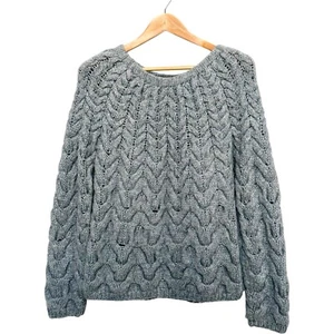 Samsøe Samsøe Nia Sweater Wool Blend Chunky Cable Knit Pullover Gray Women's S - Picture 1 of 12