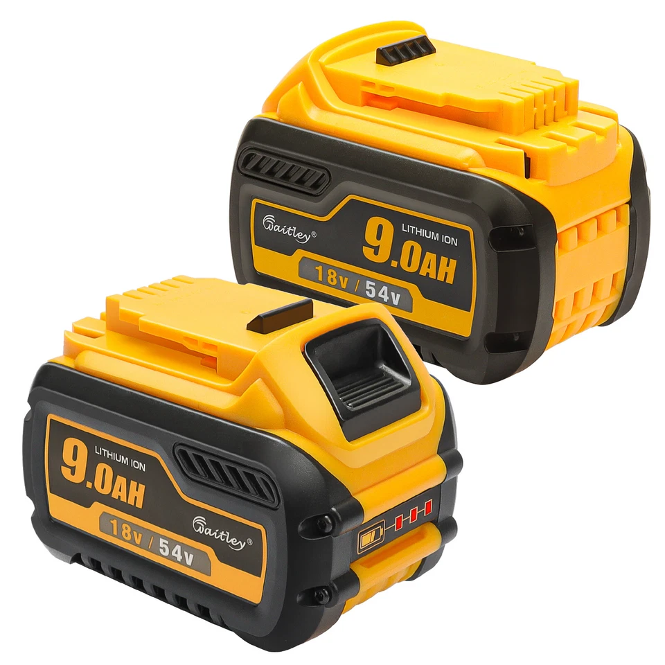 WAITLEY 2PC 9.0Ah 18V/54V Convertible Lithium-Ion Battery For Dewalt XR FLEXVOLT DCB547