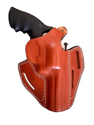 Coldre de cinto de couro compatível com Ruger GP100, SP101 - Estilo com 3 slots - Couro genuíno - Imagem 1 de 4