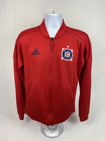 Men’s Adidas Chicago Fire Soccer Team Full Zip Sweatshirt Size Medium Cover