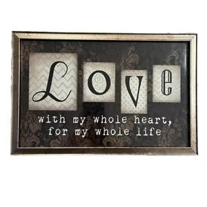 LOVE Wandbild Gold gerahmt Wohndeko Fotodruck 8” x 12” braun & hellbraun - Bild 1 von 4