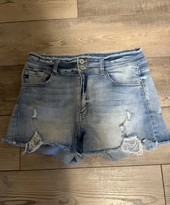 Pantaloncini jeans donna KanCan Estilo vita alta blu invecchiato taglia 31 - Foto 1 di 4